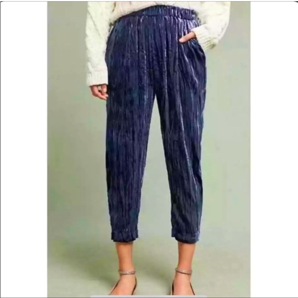 Anthropologie Blue Velvet Pants